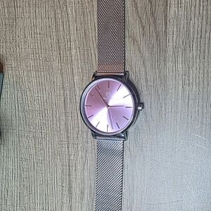 Silver and Pink Women's Watch